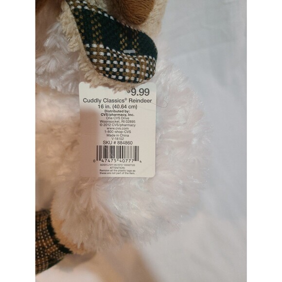 Merry Brite Cuddly Classics White Reindeer Plush - Picture 7 of 7
